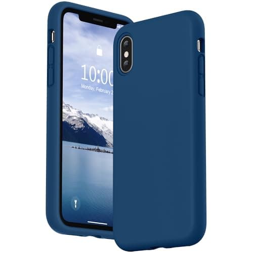 Image of SURPHY iPhone X Case, Liquid Silicone Gel Rubber Shockproof Case with Soft Microfiber Cloth Lining Cushion for 5.8" iPhone XS/X - Horizon Blue