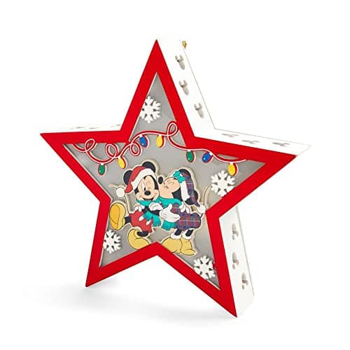 Image of Disney Mickey & Minnie Mouse LED Light Wooden Advent Calendar Xmas Star Shaped Christmas Tree Table Lamp Decoration Home Indoor Outdoor Kids Fun Gift