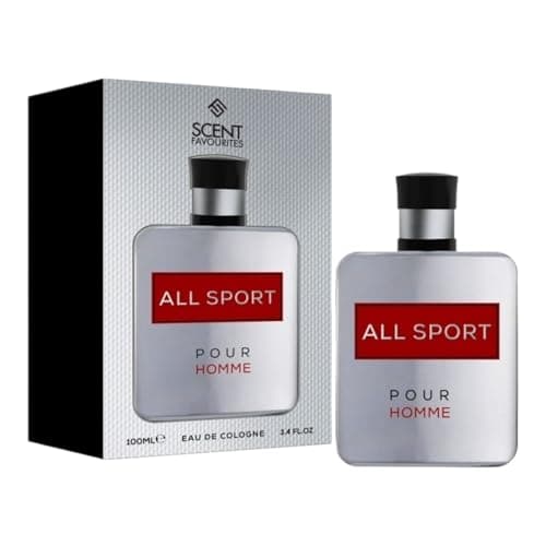 Image of Scent Favourites All Sport Pour Homme Eau de Cologne, Silver and Black, 100ml, Men's Fragrance