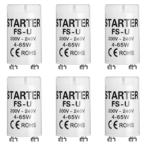 Image of 6 Pcs Fluorescent Light Starter, FSU 4-65W Universal Fluorescent Light Starter Switches Energy Efficient Starters for Fluorescent Fluorescent Light Fittings for Fluorescent Tubes Lamps Strip