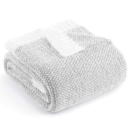 Image of Exclusivo Mezcla Knit Throw Blanket, Ultra Soft and Warm Reversible Woven Blankets, Cozy Snuggly Throw for Couch Bed and Home Decor, Heather Grey, 127x152 CM