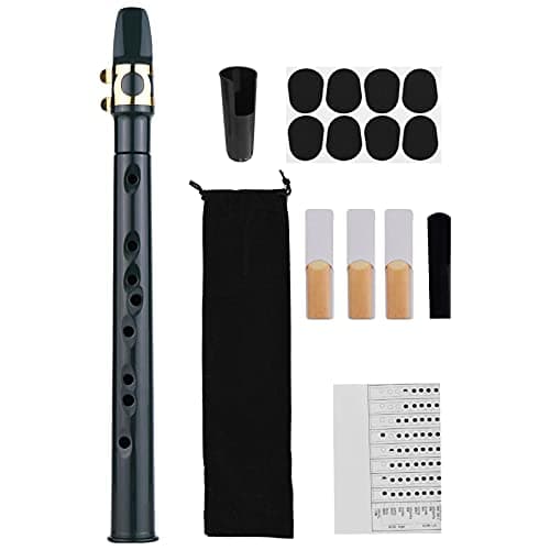 Image of Mini Pocket Saxophone Kit, Portable Sax Alto Saxophone With 4 Reeds, 8 Dental Pad, Fingering Charts, Carrying Bag Woodwind Instrument for Beginners & Amateurs (Black)