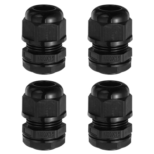 Image of sourcing map 4 Pcs M20 Cable Gland, 5-6mm 2 Wire Holes Waterproof Nylon Joint for Cable Fixing, Wiring, Repairing, Gland Replacement, Electrical Appliances, Black