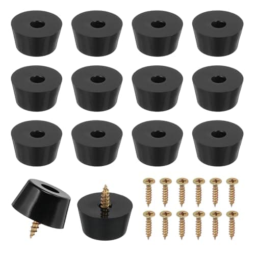 Image of PATIKIL 14 Set Rubber Feet, 25x20x13mm Cutting Board Feet Non Slip Bumpers 5mm Screw on Rubber Feet Round Black Pads for Electronics Furniture Cutting Board Chairs Cabinet Sofa Speaker
