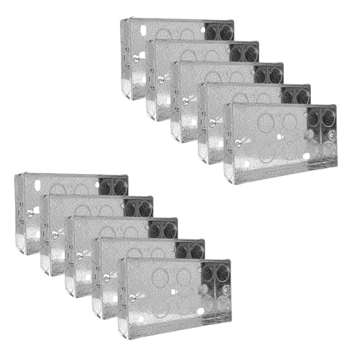 Image of Evoges Double Metal Back Box, 25mm, 2 Gang, 1.0mm Thickness for Electrical Sockets Switches, BS4662 Standard, 20mm Knockouts, Adjustable Lug, Brass Terminal (Pack of 10)