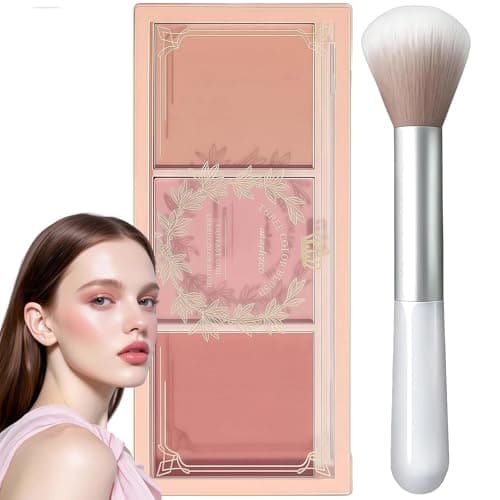 Image of Pink Blusher Palette - 3-in-1 Powder Blush for Cheeks Make Up, Matte Long-Lasting & Sweat-Resistant Blusher for Natural Glow