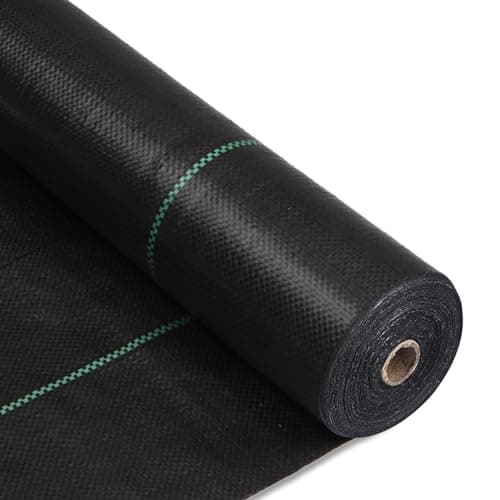 Image of MLZPU 1m x 50m Heavy Duty Weed Control Membrane Garden Weed Barrier Fabric for Landscaping Driveway Gravel Artificial Grass Lawn Underlay Gadern Patios Garden Flower beds, Black Woven Ground Cover
