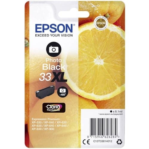 Image of Epson 33XL Photo Black Oranges High Yield, Genuine, Claria Premium Ink