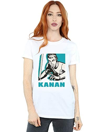 Image of Star Wars Women's Rebels Kanan Boyfriend Fit T-Shirt White Small