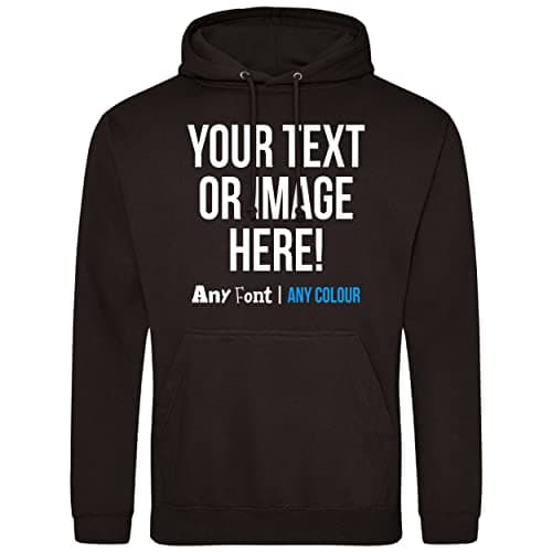 Image of Purple Print House Personalised Hoodie Mens Womens Any Text Image Photo Custom Hoody Hooded Sweatshirt, 3XL, Black