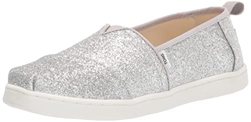 Image of TOMS Girl's Alpargata Loafer Flat, Silver, 3 UK