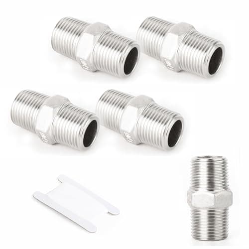 Image of TAILONZ PNEUMATIC 5 PCS 304 Stainless Steel Casting Pipe Fitting,Hex Nipple Coupling, 1/4" BSP Male Thread Connectors