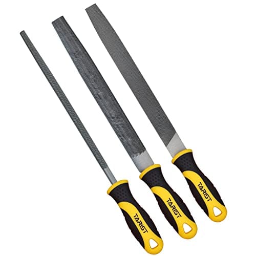 Image of TARIST Metal File Set, 3-Piece, 8-inch,Professional Carbon Steel File, Includes Flat/Half-Round/Round,Work for Metal, Wood and More