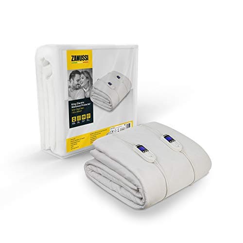 Image of Zanussi Electric Blanket, Heated King Fitted Underblanket, 9 Heat Settings, Low Energy & Energy Efficient, Machine Washable, Overheat Protection, 150 x 200 cm, 60W, White ZEKB7003, 2 Year Guarantee