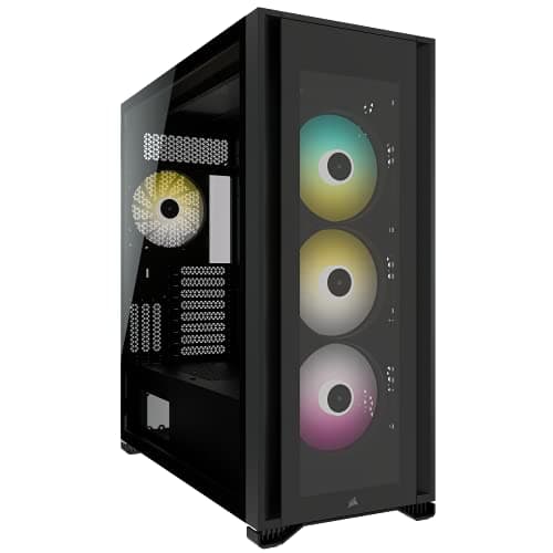 Image of Corsair iCUE 7000X RGB Full-Tower ATX PC Case (Three Tempered Glass Panels, Four Included 140mm Fans, Easy Cable Management, Smart RGB and Fan Speed Control, Spacious Interior) Black