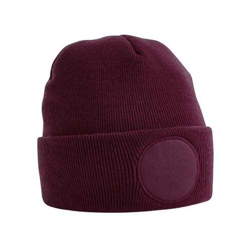 Image of Beechfield Unisex Circular Patch Cuffed Beanie (One Size) (Burgundy)