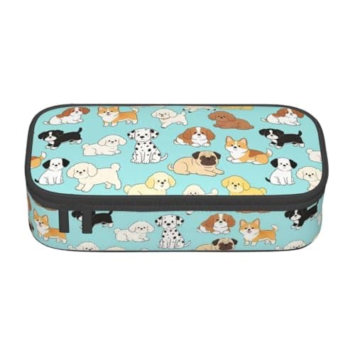 Image of GardEssere Cute Dogs Large Pencil Case with Zipper Big Capacity Pencil Box Pouch Compartments Stationery Bag for Kids Teens School Office Supplies for Girls Boys