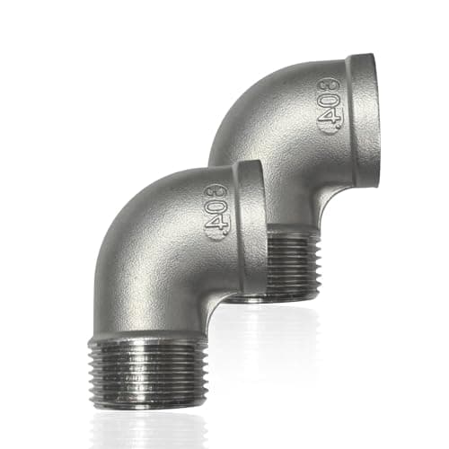 Image of 2 PCS 90 Degree Elbow Fittings, 304 Stainless Steel 1 Inch Female BSP Thread Stainless Steel 304 Elbow Connector Pipe Fitting for Pipe Connecting Conversion Industrial Plumbing