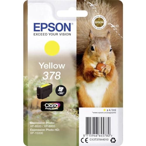 Image of Epson 378 Yellow Squirrel Genuine, Claria Photo HD Ink Cartridge, Amazon Dash Replenishment Ready, Standard Capacity