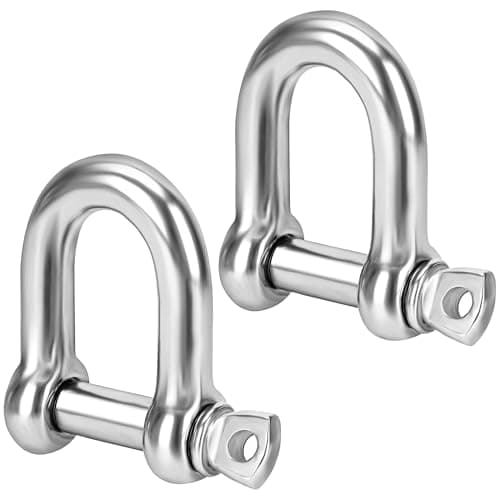 Image of M8 D Shackles with Screw Lock (Pack of: 2) Heavy Duty Steel Durable Hook Ring for Towing and Outdoor Activities DIYUK