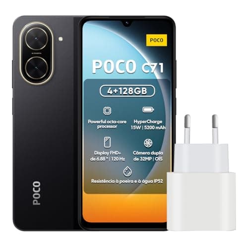 Image of XIAOMI POCO C71 4G Smartphone 4GB+128GB Black, UNISOC T7250 Octa-Core Processor, Immersive 6.88" 120Hz display, Massive 5200mAh battery, Clear 32MP AI dual camera (UK Version + 2 Years Warranty)