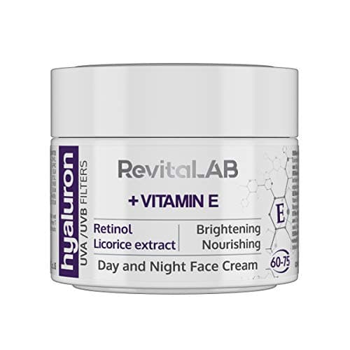 Image of RevitaLAB Hyaluron Anti-Ageing Day and Night Cream, Enriched with Vitamin A (Retinol) Vitamin E, Liquorice Root Extract, Hyaluronic Acid and UV Filters, for Ages 60 – 75, 50 ml