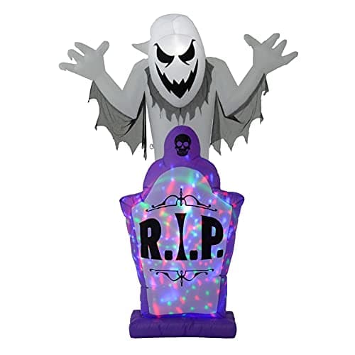 Image of Mr Crimbo Large Inflatable Halloween Decoration Party Light Up 7ft Ghost Gravestone
