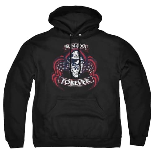 Image of Cotton Soul Bon Jovi Forever Skull Unisex Hoodie, Black, Medium