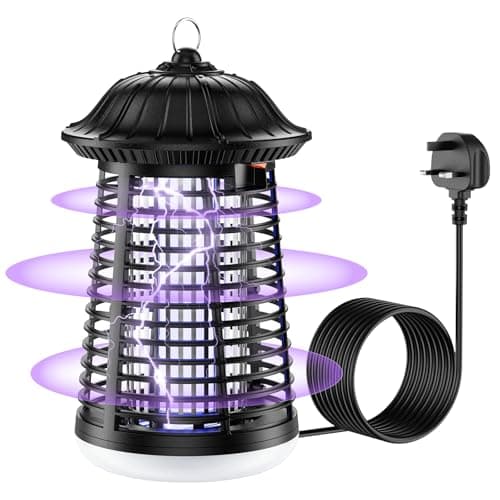 Image of PKBD Mosquito Killer Lamp with LED Light, 2-in-1 15W Electric Fly Zapper with 4200V Grid, IPX4 Waterproof Bug Zapper with 3M Cable, UV Light Insect Killer for Home Garden Patio, Silent Fly Catcher