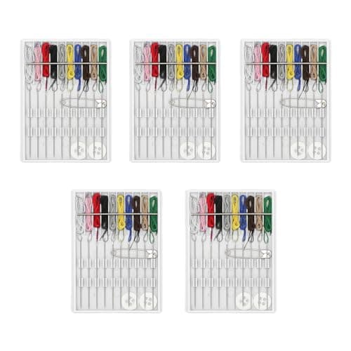 Image of 5 Boxes Pre-Threaded Needle Kit, Easy Pre Threaded Needle and Thread Kit, Assorted Color, for Hand Sewing, First Choice for Home and Travel