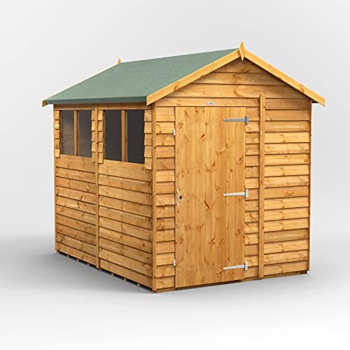 Image of Powersheds High Grade Premium Apex Overlap Garden Wooden Shed with Security Features, Door & Window Flexibility, made from Extra Thick Timber & Toughened Glass