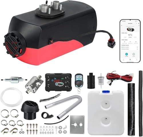 Image of Triclicks Diesel Air Heater 12V 5KW-8KW All In One Fast Heating Parking Night Diesel Heater with LCD Display Remote Control For Campervan Car Truck Boat RV (Color A - with App, Bluetooth)