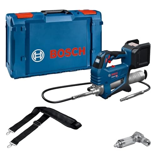 Image of Bosch Professional 18V System Cordless Grease Gun GFP 18V-10 (max. Operating Pressure 10,000 psi, max. Flow Rate up to 320g /min., incl. 90° Coupler, Shoulder Strap)