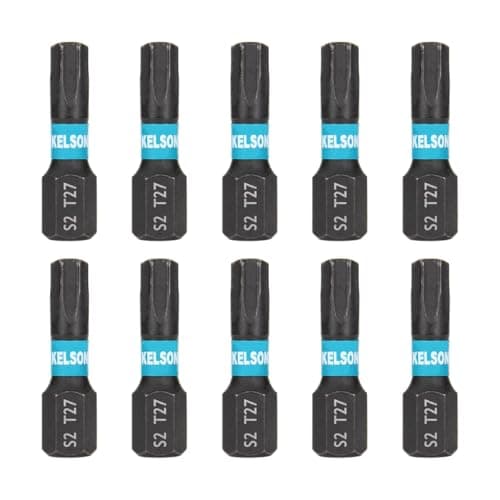 Image of KELSON 10pcs T27 Torx 25mm #27 Star Drive Impact Rated Screwdriver Bits 1/4" Universal