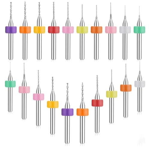 Image of 20 Pcs Mini Drill Bit Set, 0.3-1.2mm Shank Tungsten Carbide Micro Drill Bits, Tungsten Steel PCB Print Circuit Board Flute CNC Router Bits Shank for Rough Stone Print Circuit Board Jewelry Engraving