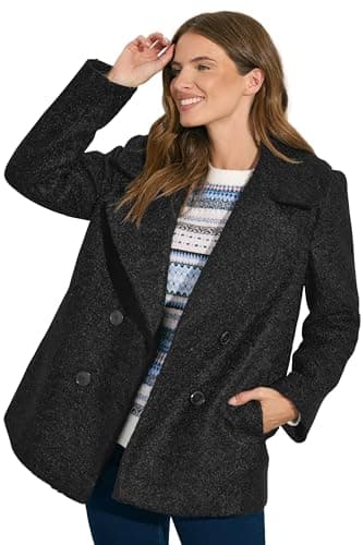 Image of M&Co Double Breasted Boucle Jacket - Women's