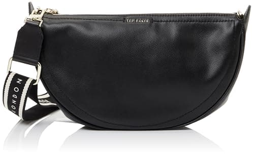 Image of Ted Baker london webbing leather half moon crossbody bag, black, one size