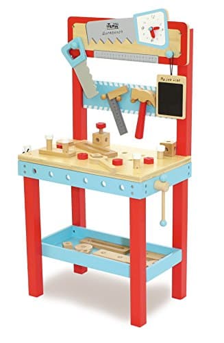 Image of Indigo Jamm Little Carpenters Workbench, Pretend Play Wooden Toy Work Station with Tools and 25 Building Pieces| Pretend Play | Play Set | 3+ | Gift for Boy or Girl