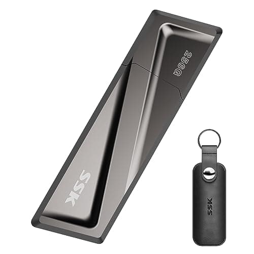 Image of SSK 256GB USB SSD Solid State Flash Drive, Up to 550MB/s Fast, USB3.2 Gen2, Thumb Drive Pen Drive + USB C Adapter for Type-C Android Phone, Laptop, Tablets and More