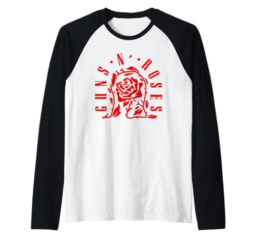 Image of Official Guns N' Roses Rose Graphic Raglan Baseball Tee