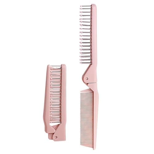 Image of Folding Hair Brush & Travel Hairbrush - Dual-Head Compact Comb for All Hair Types, Lightweight Pocket-Sized Essential for Salon, Gym, On-the-Go Styling