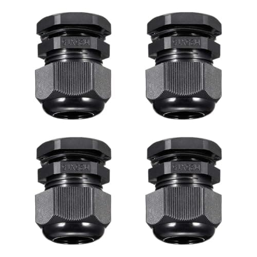 Image of MACHSWON 4Pcs M25 Cable Gland – Durable Threaded Wire Connector with Locknut for 12-15mm Dia Cable Wire, Black
