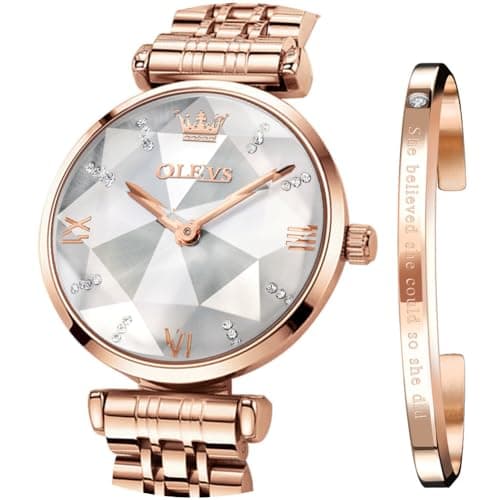 Image of OLEVS Ladies Watches Japanese Quartz Rose Gold Crystal Stainless Steel Fashion Women Wrist Watch Waterproof Luxury Dress
