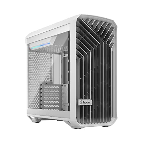 Image of Fractal Design Torrent Compact White - Clear tint tempered glass side panel - Open grille for maximum air intake - Two 180mm PWM fans included - Type C - ATX Airflow Mid Tower PC Gaming Case