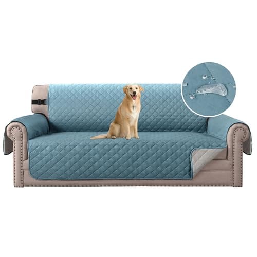 Image of H.Versailtex Reversible Quilted Furniture Protector Cover, Sofa Covers for 3 Seater Couch with 2" Elastic Strap, Couch Cover 3 Seater Machine Washable (Citadel/Beige)