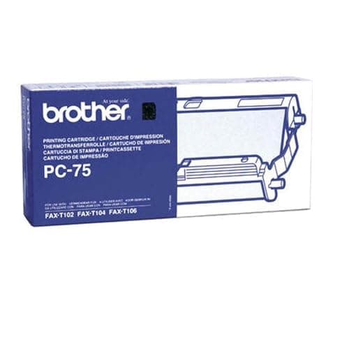 Image of Brother PC75 - Black - Ink Ribbon Cartridge - for FAX T102, T104, T106 Brother Thermal Transfer Roll PC-75 Multiple Cassette Including Thermal Transfer Roll 144 Pages for FAX-T102, -T104, -T106