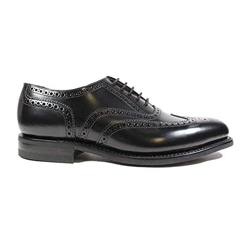 Image of Loake 302 Black Polished Leather Mens Oxford Brogue Shoes UK 12 Black