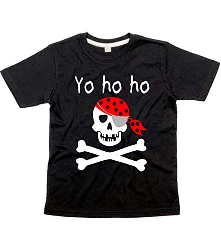 Image of Edward Sinclair 3-4 Years Black Children's T-Shirt 'YO HO HO' with White, Red & Silver Print