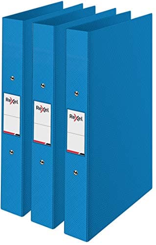 Image of Rexel Choices, A4 Ring Binder, 25 mm Spine, 190 Sheet Capacity, File Folder, Document Organisation, Blue, Pack of 3, 2115728