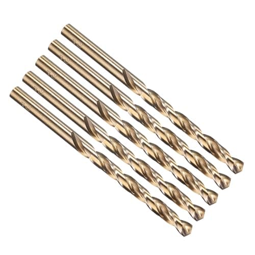 Image of PATIKIL 6.4mm Drill Bit 1/4", M35 Cobalt 5% High-Speed Steel Jobber Straight Shank 135° Gold Finish for Stainless Steel Hard Metal - 5 Pack